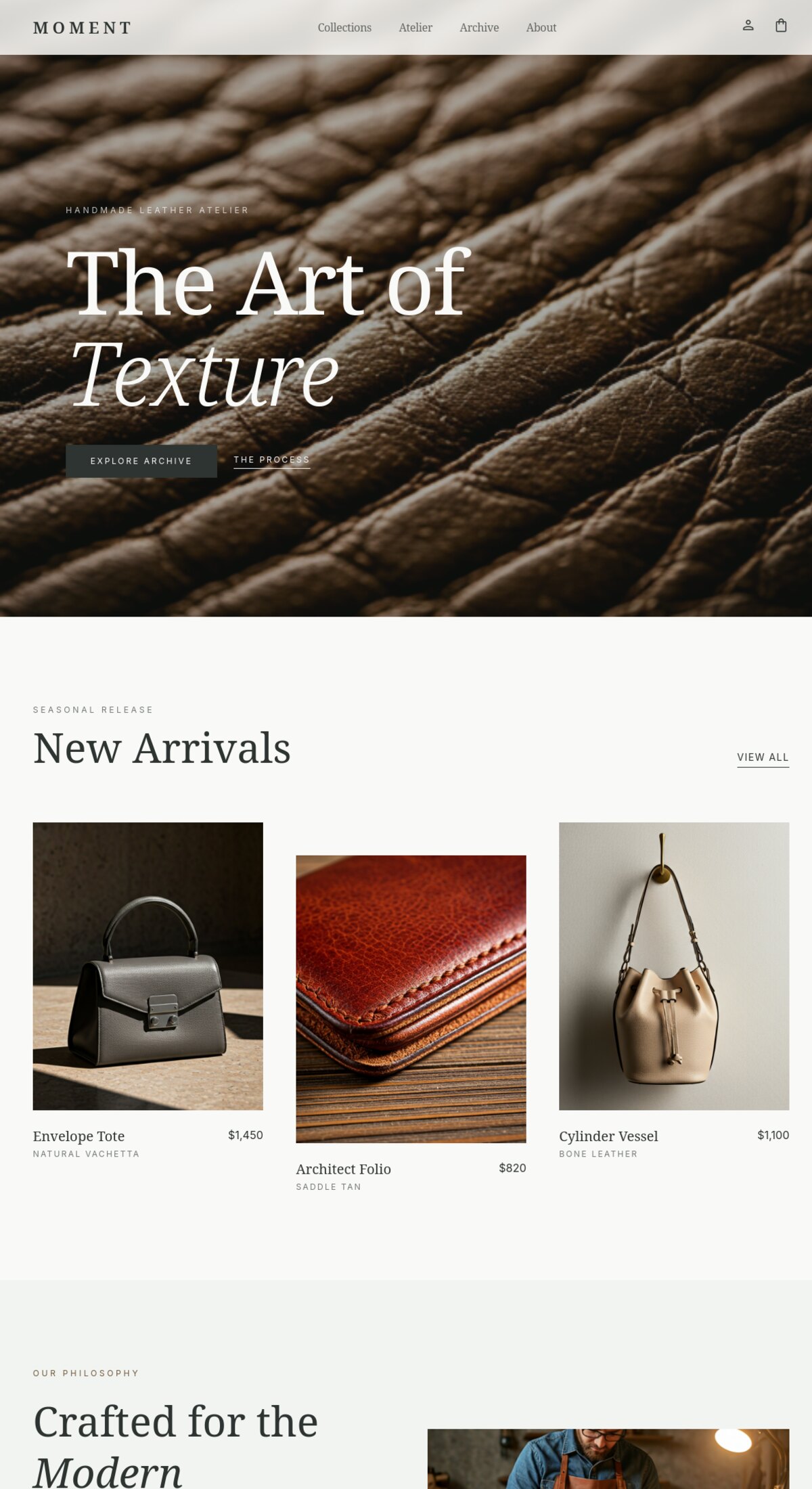 MOMENT ATELIER homepage visual