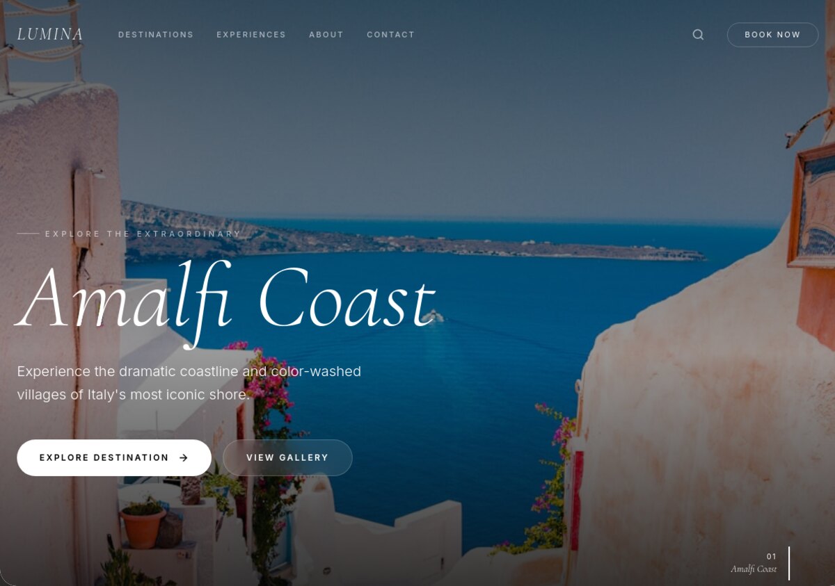 Lumina Travel homepage visual